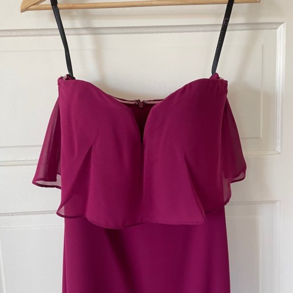 Hayley Paige Bridesmaid Dress in Azalea, Size 2 <Bright + fun strapless gown!> - Picture 5 of 10
